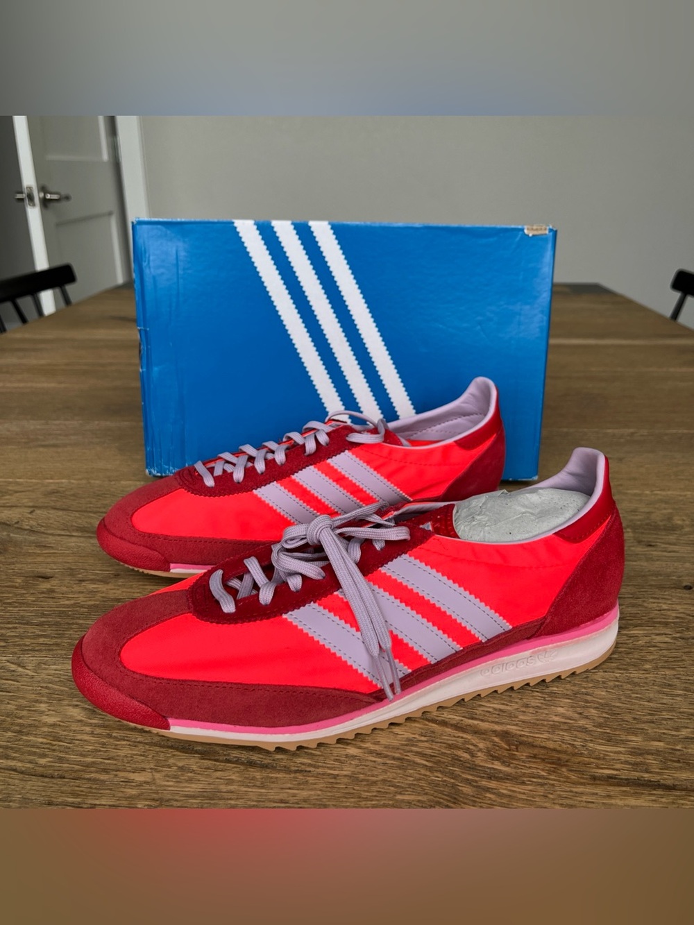 Sizes 9 & 9.5 Women’s Adidas SL 72 OG Women's Red Lavender White Sneaker JH7392